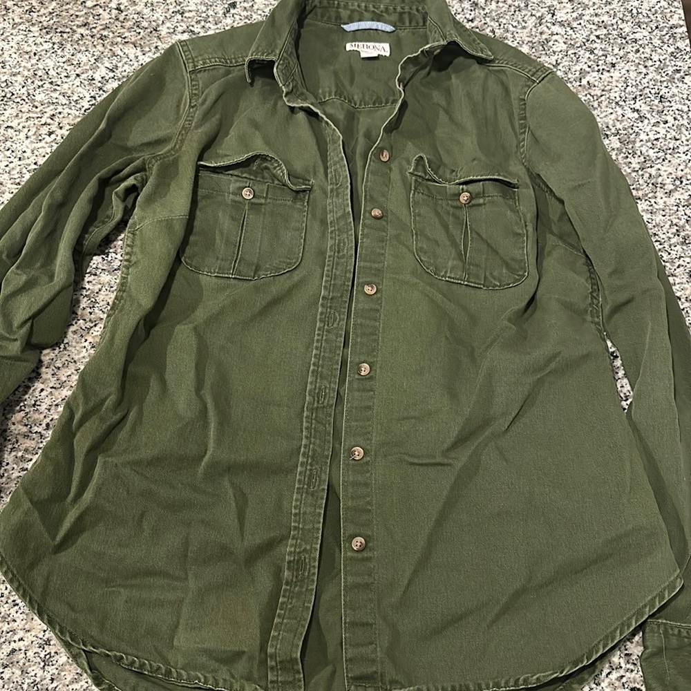 Green button shirt